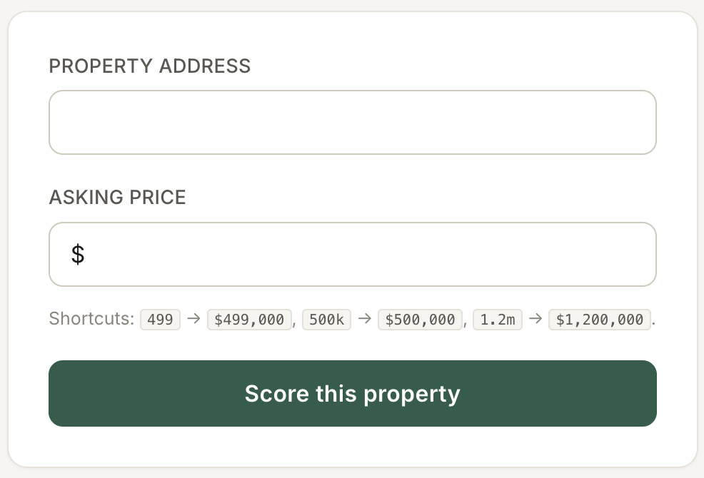 PriceTilt address search box.
